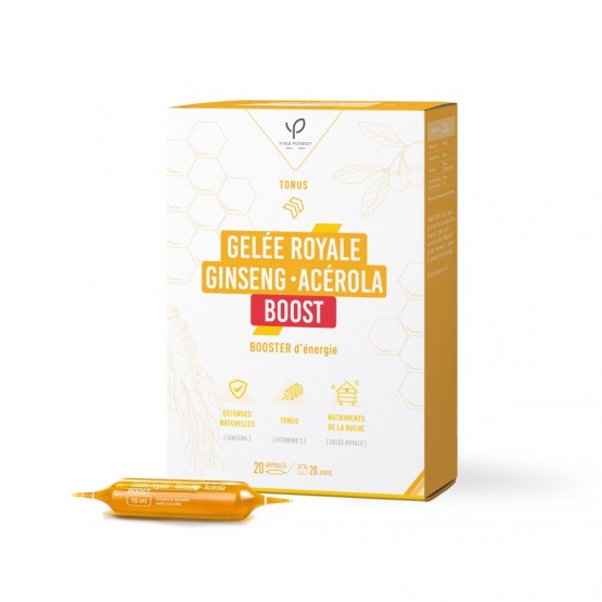 Ampoules de Gelée royale Ginseng Acérola BOOST Tonus PONROY